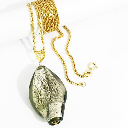 18K Pure Gold Mustard Green Stone Necklace | Necklace | 18K Gold Jewelry