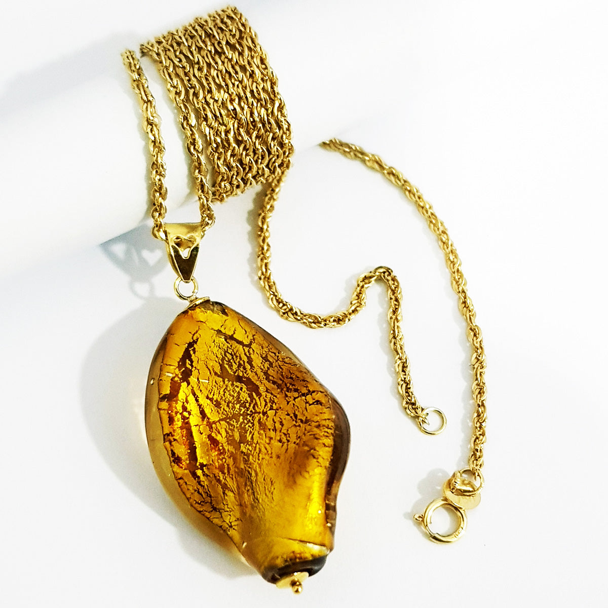 18K Pure Gold Stone Necklace