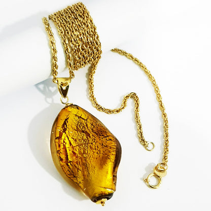 18K Pure Gold Stone Necklace