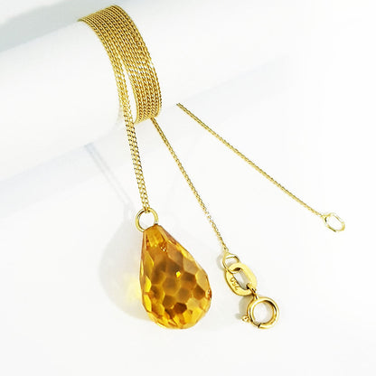 18K Pure Gold Yellow Gem Necklace