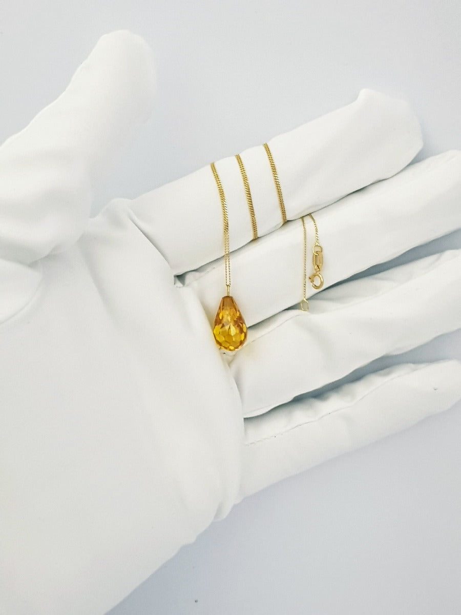 18K Pure Gold Yellow Gem Necklace