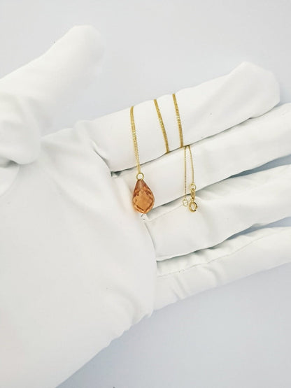 18K Pure Gold Gem Necklace