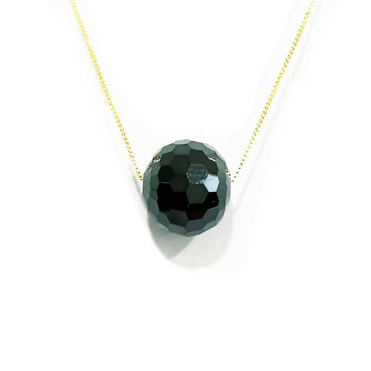 18K Pure Gold Black Ball Gem Necklace