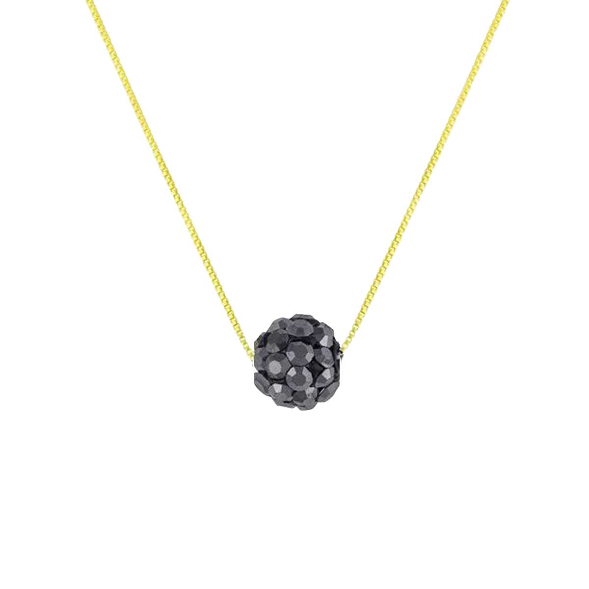 18K Pure Gold Necklace Crystal Stone Ball Pendant | Necklace | 18K Gold Jewelry