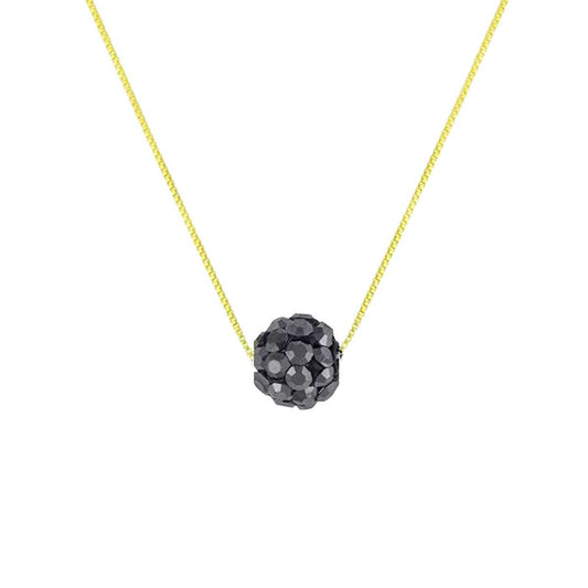 18K Pure Gold Necklace Crystal Stone Ball Pendant | Necklace | 18K Gold Jewelry