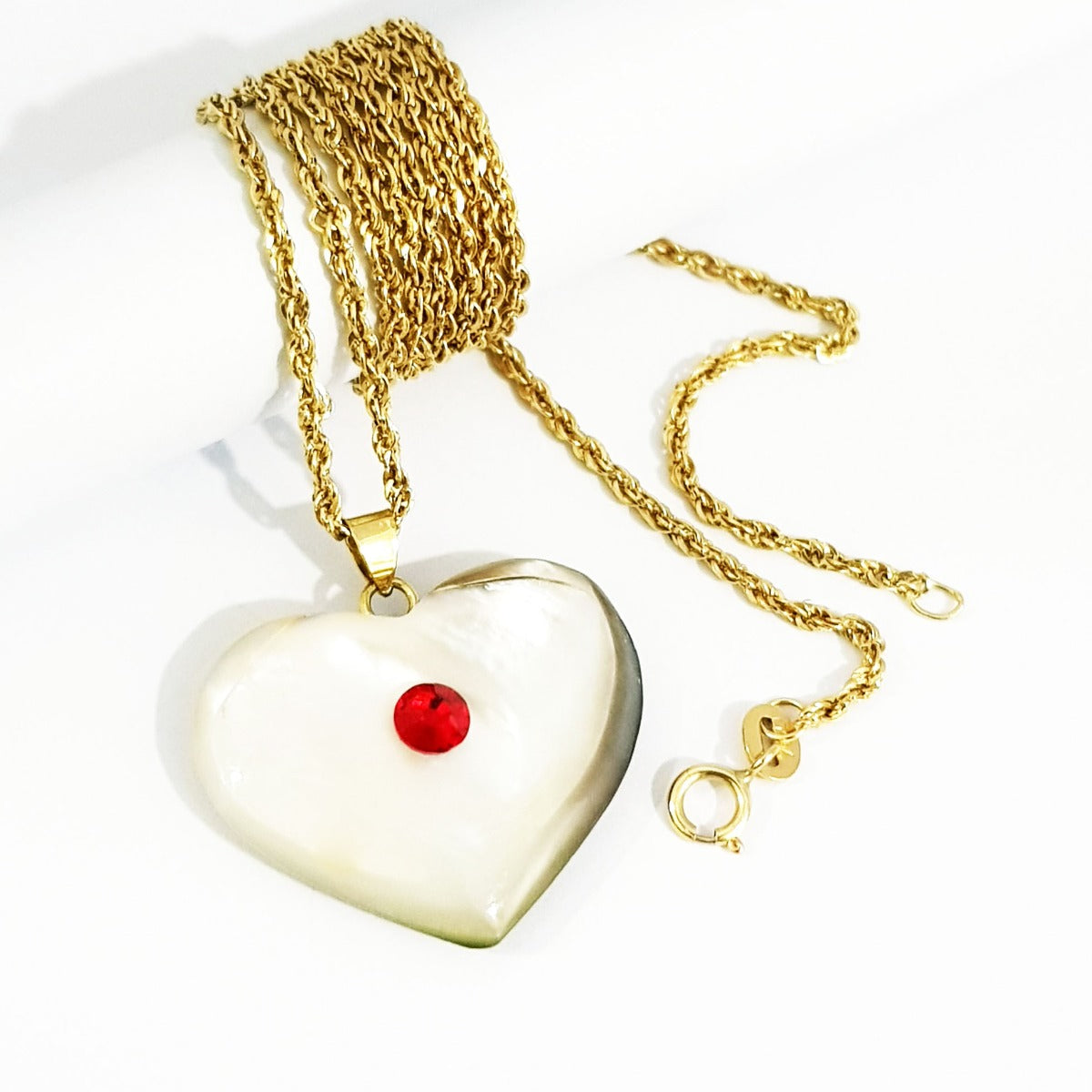 18K Pure Gold Heart Stone Necklace GNK687 | Necklace | 18K Gold Jewelry