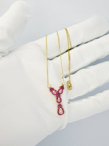 18K Pure Gold Swarovski Necklace | Necklace | 18K Gold Jewelry