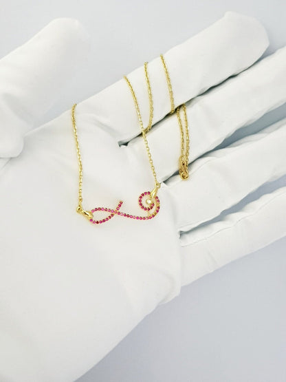 18K Solid Gold Swarovski Necklace | Gold | 18K Gold Jewelry