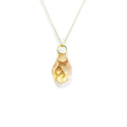18K Pure Gold Crystal Stone Necklace | Necklace | 18K Gold Jewelry