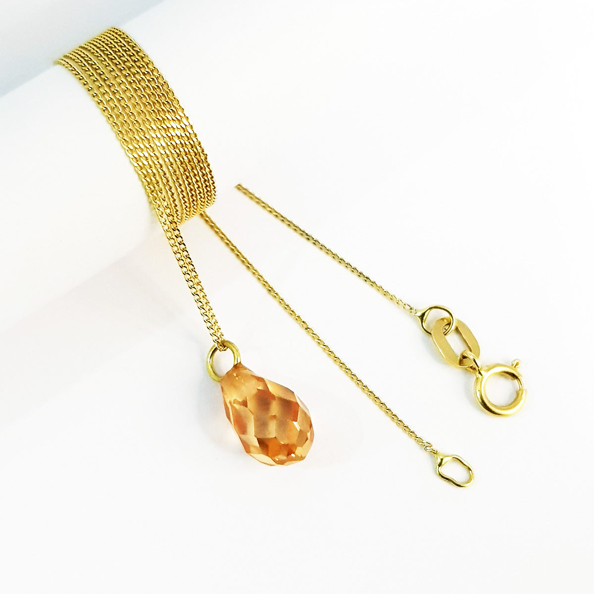 18K Pure Gold Crystal Stone Necklace