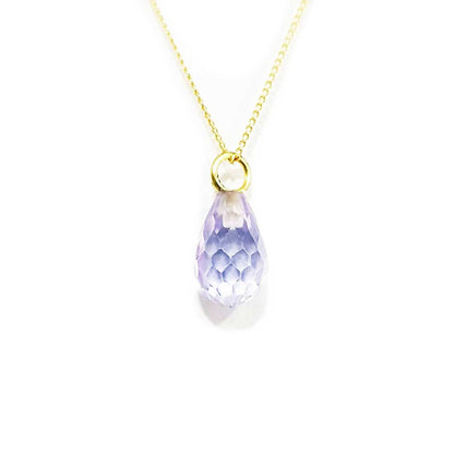 18K Pure Gold Crystal Stone Necklace | Necklace | 18K Gold Jewelry
