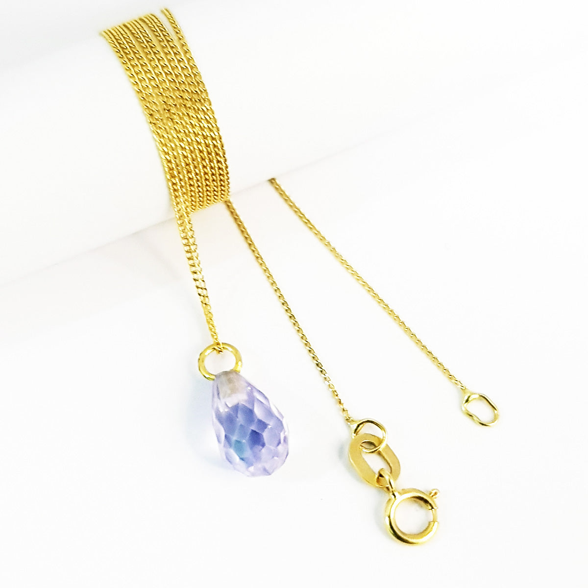 18K Pure Gold Crystal Stone Necklace | Necklace | 18K Gold Jewelry