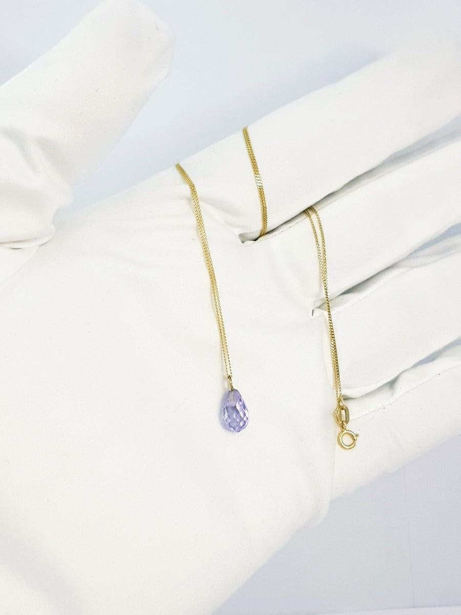 18K Pure Gold Crystal Stone Necklace | Necklace | 18K Gold Jewelry