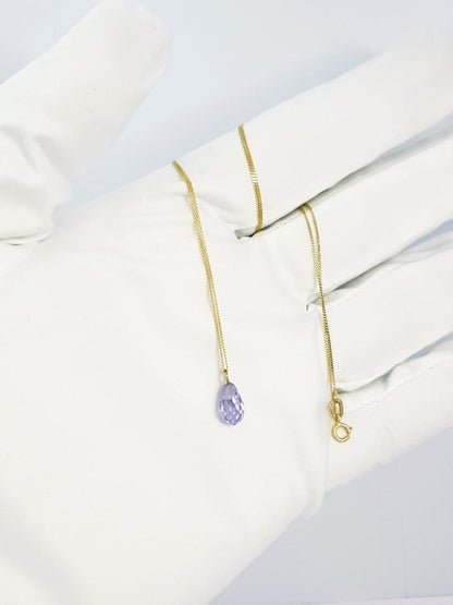 18K Pure Gold Crystal Stone Necklace | Necklace | 18K Gold Jewelry