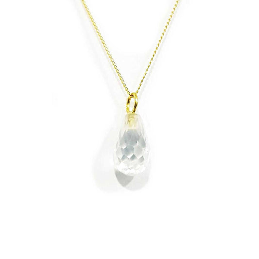 18K Pure Gold Crystal Stone Necklace | Necklace | 18K Gold Jewelry