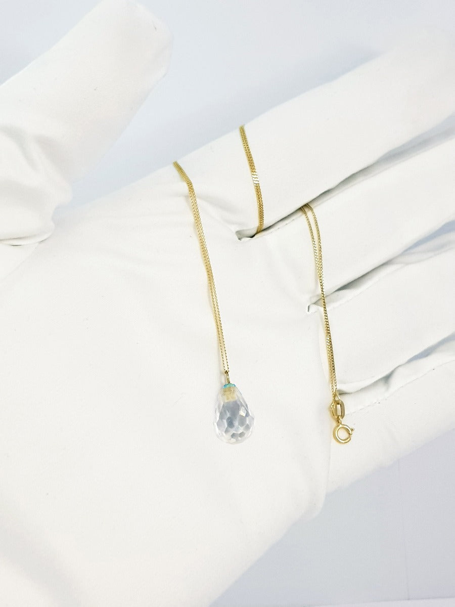 18K Pure Gold Crystal Stone Necklace | Necklace | 18K Gold Jewelry