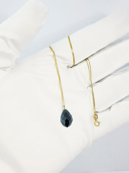 18K Pure Gold Crystal Stone Necklace | Necklace | 18K Gold Jewelry