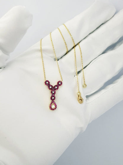 18K Pure Gold Swarski Necklace