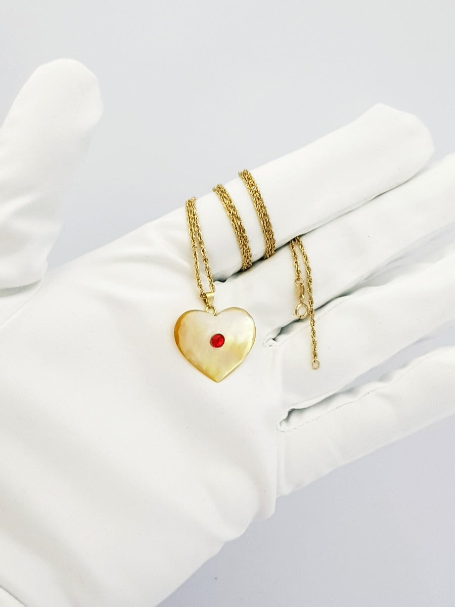 18K Pure Gold Heart Stone Design Necklace | Necklace | 18K Gold Jewelry