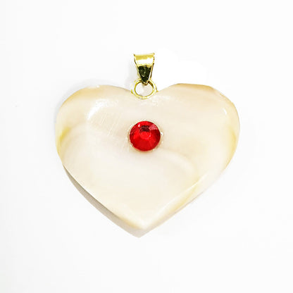 18K Pure Gold Heart Stone Design Necklace