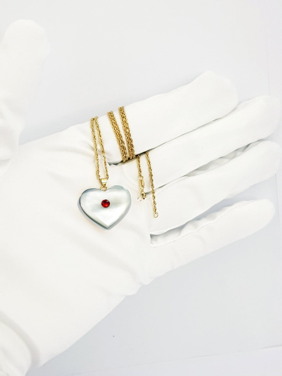 18K Pure Gold Heart Gem Necklace | Necklace | 18K Gold Jewelry