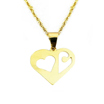 18K Pure Gold Heart Necklace