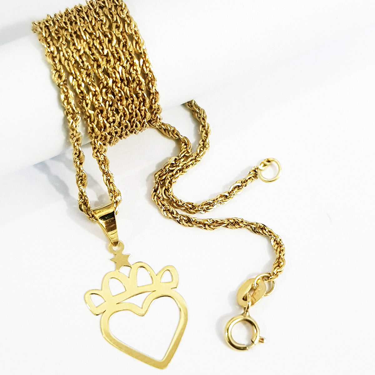 18K Pure Gold Crown Heart Design Necklace | Necklace | 18K Gold Jewelry
