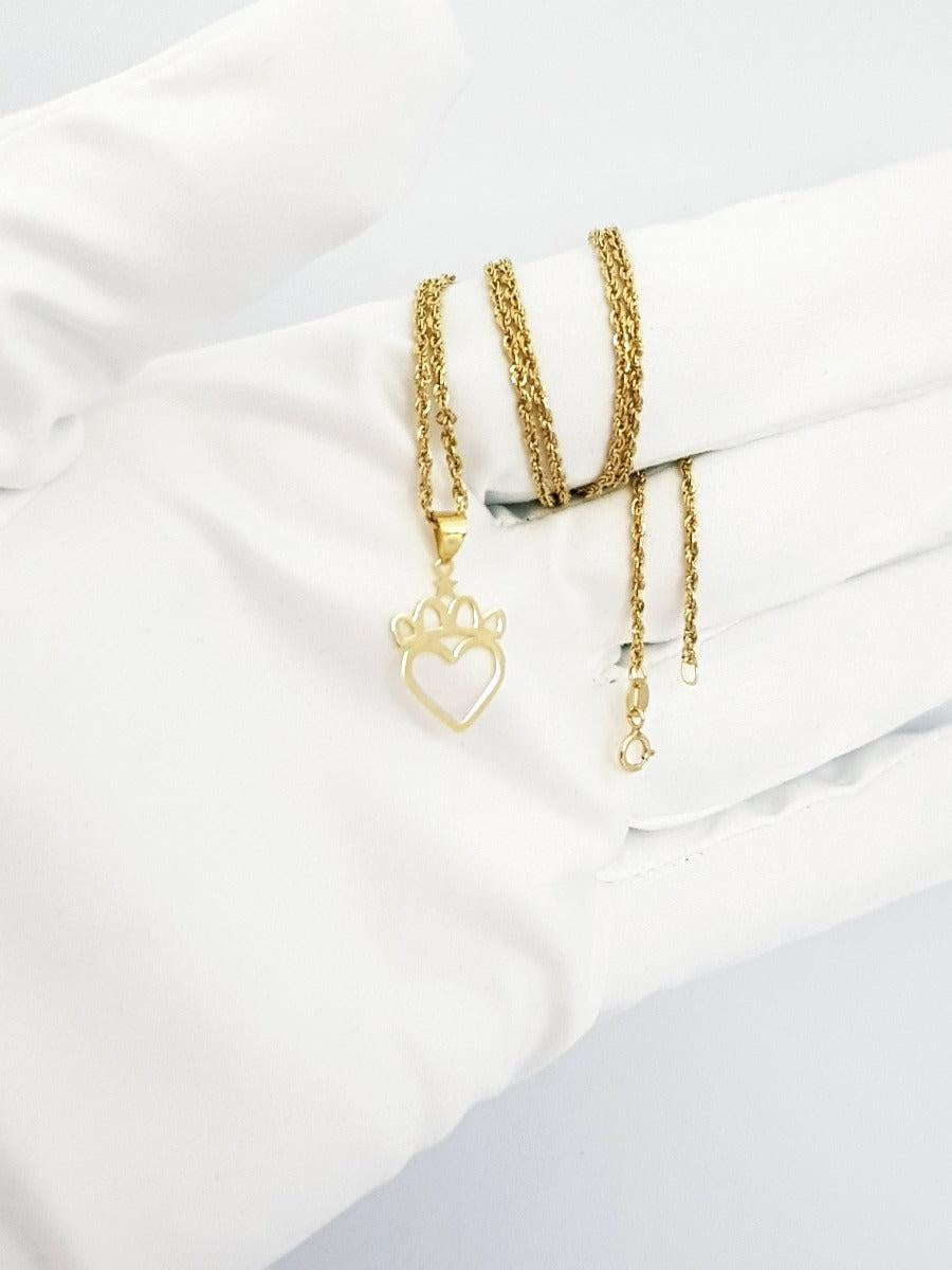 18K Pure Gold Crown Heart Design Necklace | Necklace | 18K Gold Jewelry