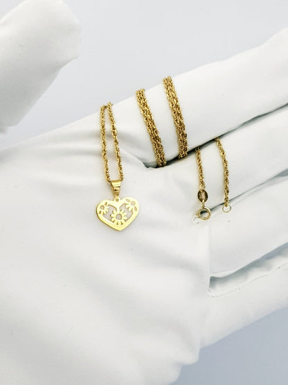 18K Pure Gold Heart Necklace | Necklace | 18K Gold Jewelry