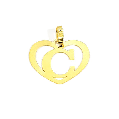 18K Pure Gold Heart Letter C Design Necklace