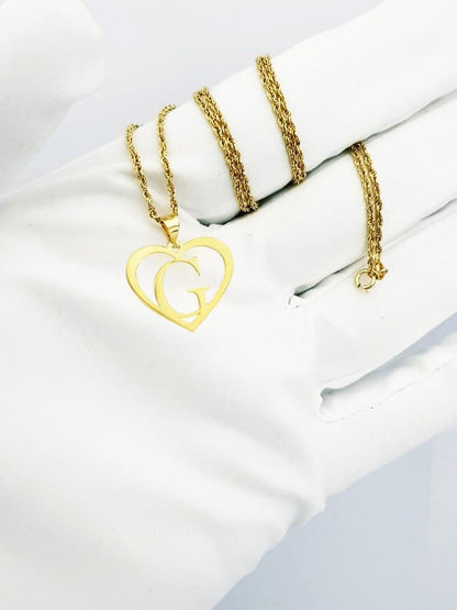 18K Pure Gold Heart Letter G Design Necklace | Necklace | 18K Gold Jewelry