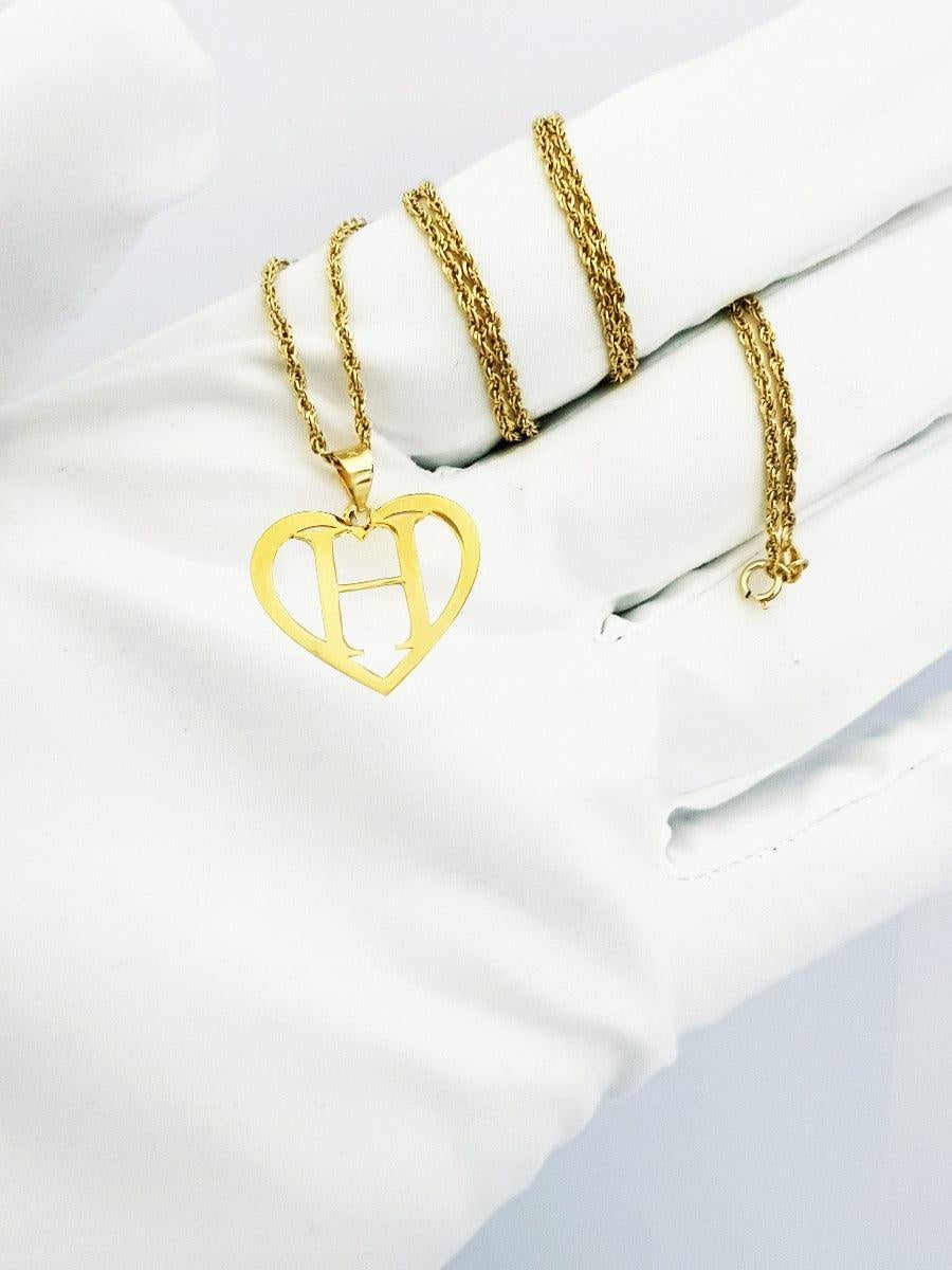 18K Pure Gold Heart Letter H Design Necklace | Necklace | 18K Gold Jewelry