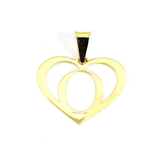 18K Pure Gold Heart Letter O Design Necklace | Necklace | 18K Gold Jewelry