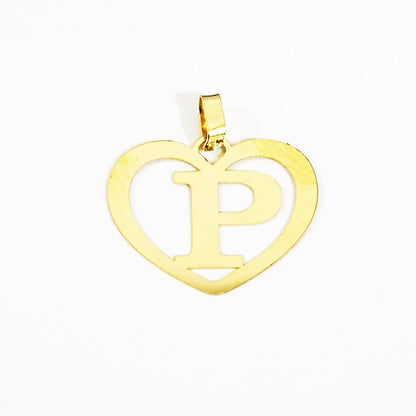 18K Pure Gold Heart Letter P Design Necklace | Necklace | 18K Gold Jewelry