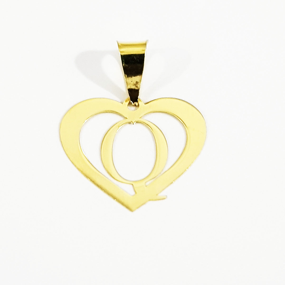 18K Pure Gold Heart Letter Q Design Necklace | Necklace | 18K Gold Jewelry