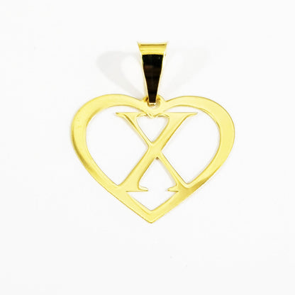 18K Pure Gold Heart Letter X Design Necklace | Necklace | 18K Gold Jewelry