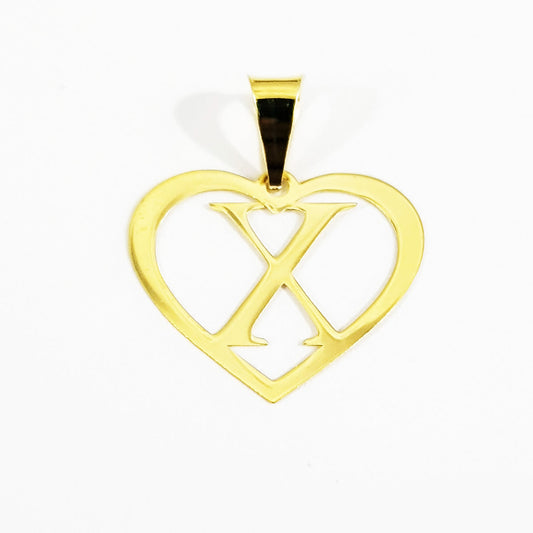 18K Pure Gold Heart Letter X Design Necklace | Necklace | 18K Gold Jewelry