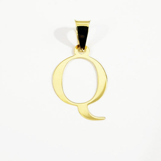 18K Pure Gold Letter Q Design Necklace