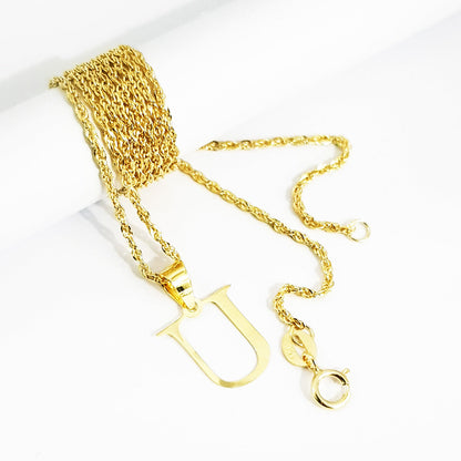 18K Pure Gold Letter U Design Necklace | Necklace | 18K Gold Jewelry