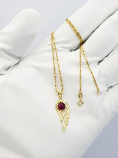 18K Pure Gold Wings Stone Necklace | Necklace | 18K Gold Jewelry