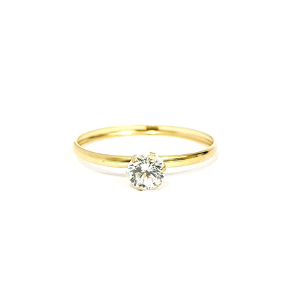 18K Pure Gold Engagement Ring w/ Zircon Stone | Ring | 18K Gold Jewelry