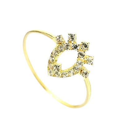 18K Pure Gold Elegant w/ Zircon Stone Design Ring