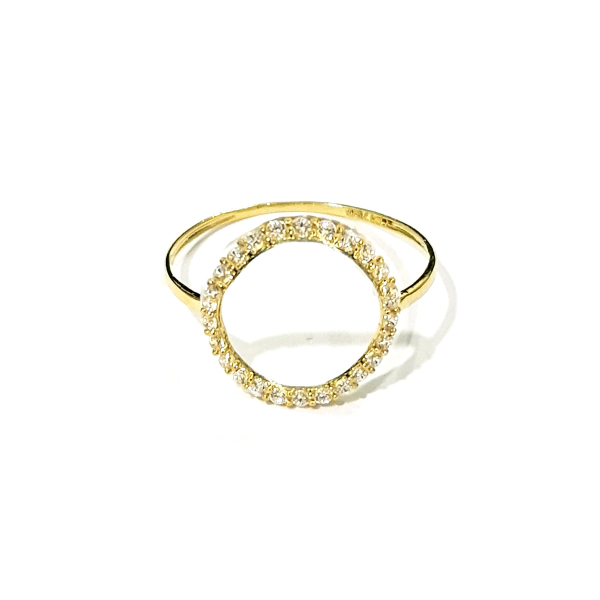 18K Pure Gold Round Design w/ Zircon Stone Ring | Ring | 18K Gold Jewelry