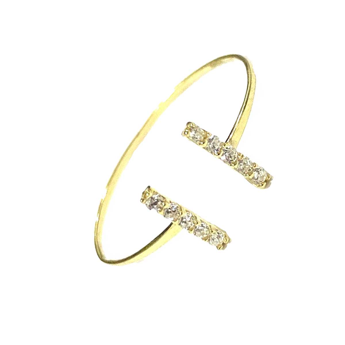 18K Pure Gold Elegant Design w/ Zircon Stone Ring | Ring | 18K Gold Jewelry