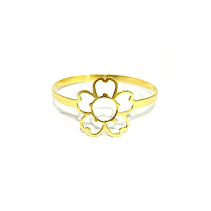 18K Pure Gold Elegant Flower Design Ring