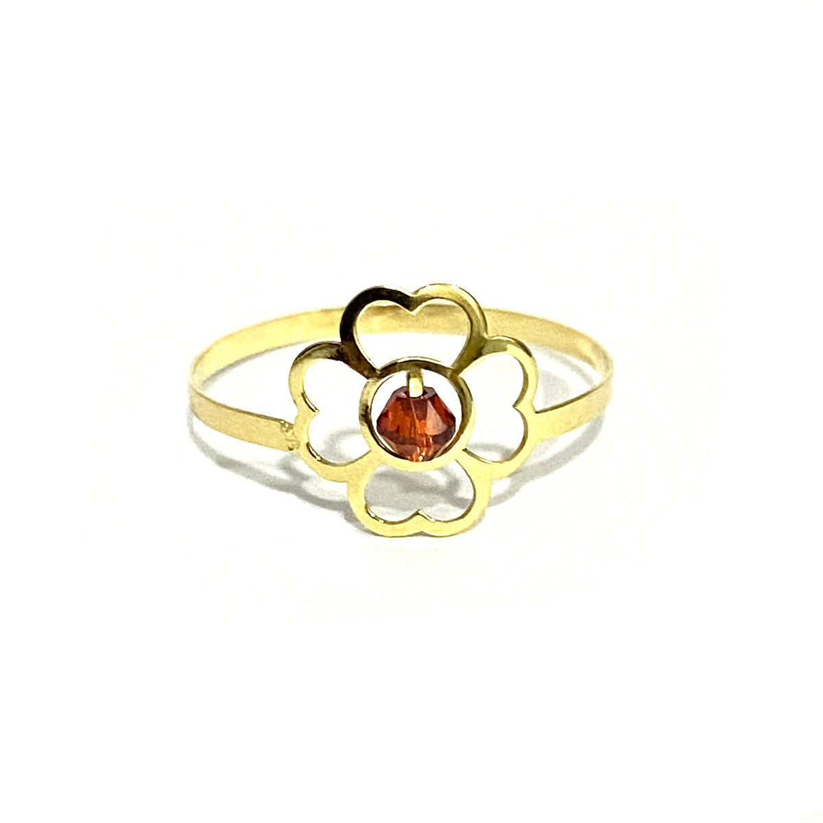 18K Pure Gold Elegant Flower w/ Zircon Stone Design Ring | Ring | 18K Gold Jewelry