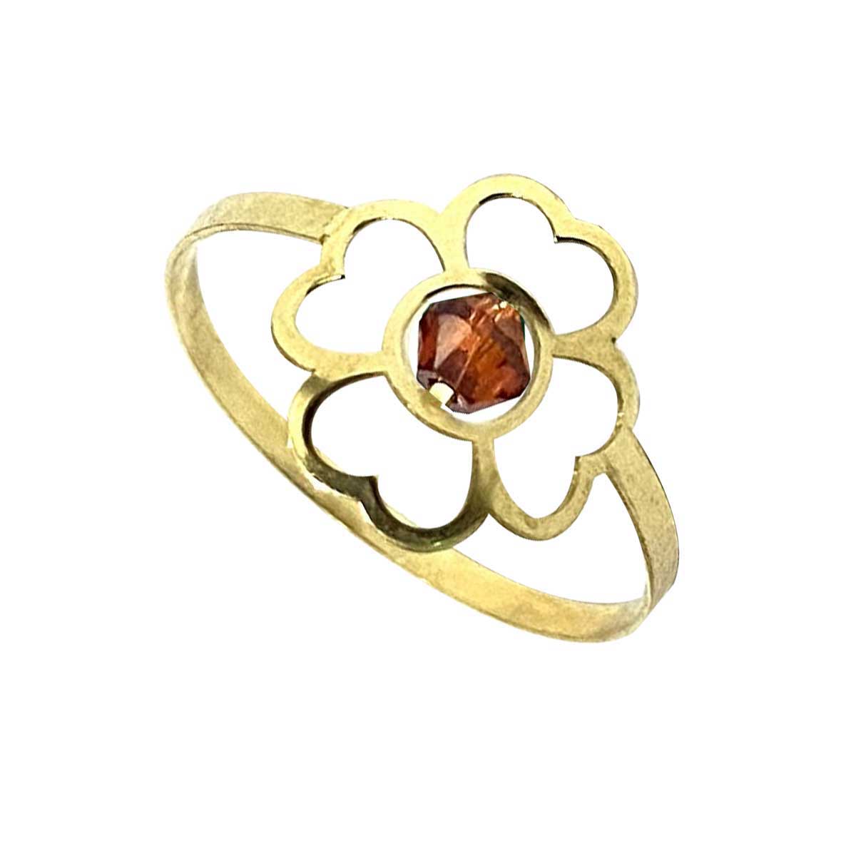 18K Pure Gold Elegant Flower w/ Zircon Stone Design Ring | Ring | 18K Gold Jewelry