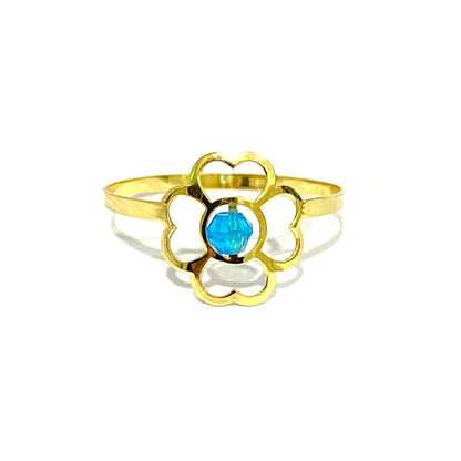 18K Pure Gold Elegant Flower Design Ring