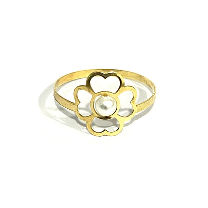 18K Pure Gold Elegant Flower w/ Zircon Stone Design Ring | Ring | 18K Gold Jewelry