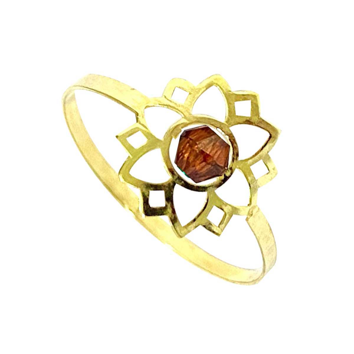 18K Pure Gold Elegant Flower w/ Zircon Stone Design Ring | Ring | 18K Gold Jewelry